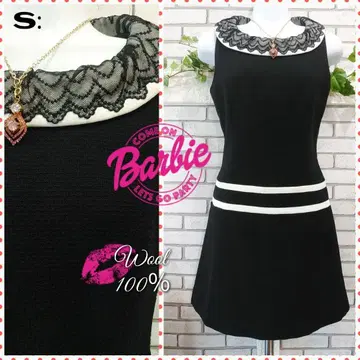 S: 새상품급 울 100% 원피스/Barbie 바비 블랙