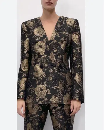 ZARA 골든 자카드 자켓 M