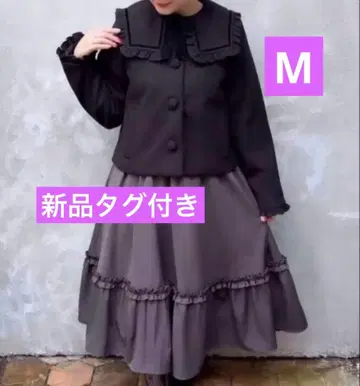 시마무라 x 아오키 미사코 세일러 카라 숏코트 블랙 M 중블랙 리본 포함