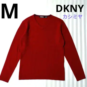 새상품급 DKNY 캐시미어 100% 남성용 V넥 스웨터 M 빨간색