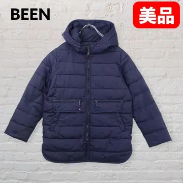 BEEN 패딩 자켓 네이비 여성용 S 사이즈 안감 스트라이프 후드 부착