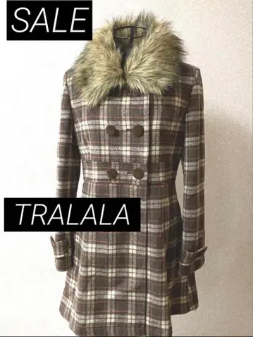 [ 새상품 ] TRALALA 투랄라 퍼 체크 미들 코트