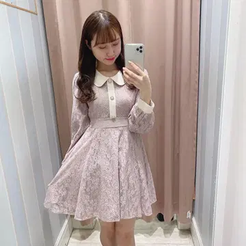 evelyn 레이스 비쥬 원피스 핑크
