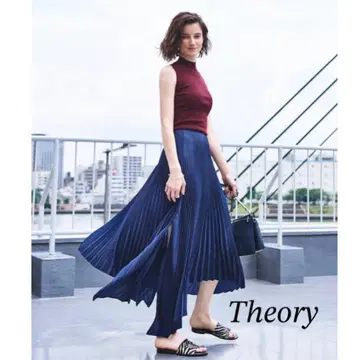 Theory 띠어리 정가 3.2만 플리츠 롱 헴 스커트 네이비