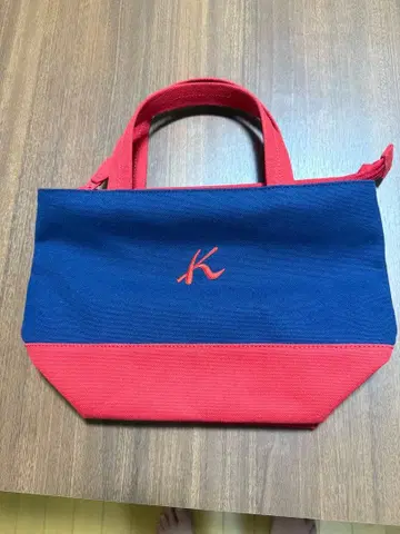 키타무라 K 자수 로고 네이비 레드 토트백