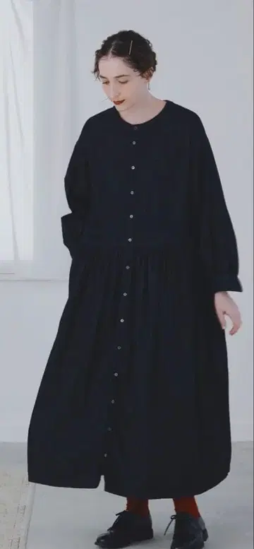 네스트로브 nest Robe 코튼 린넨 던거리 개더 원피스