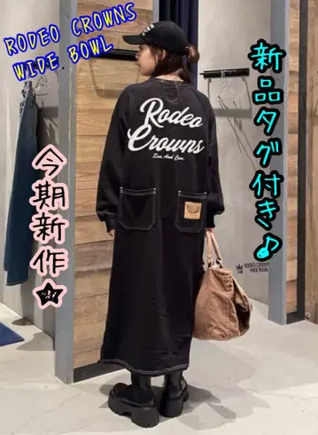 새상품 RCWS 로데오 크라운 래글런 컬러 스티치 원피스 BLK
