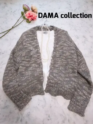 DAMA collection 알파카 혼방 라메 믹스 가디건 볼레로