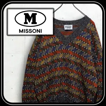 MISSONI SPORT V넥 스웨터 멀티 컬러 빈티지