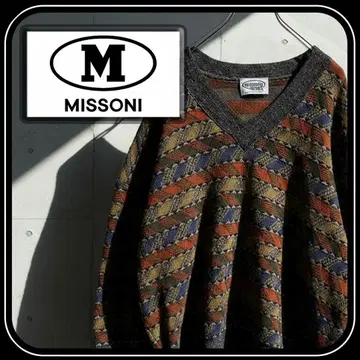 MISSONI SPORT V넥 스웨터 멀티 컬러 빈티지