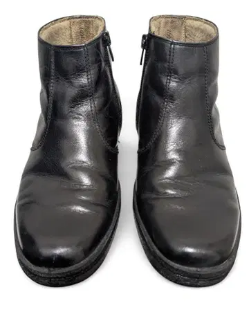 80s 일본제 Hush Puppies 보아 사이드 지퍼 가죽 부츠 블랙