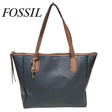 FOSSIL 토트백 골드 금장 장식 A4 수납 대용량 블랙 가죽