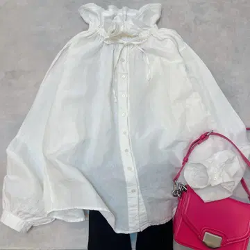 인기 nest Robe 코튼 린넨 던거리 프릴 셔츠 화이트 프리