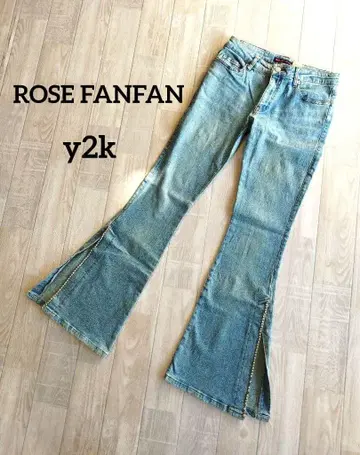 00's y2k 로우라이즈 귀 플레어 데님 스톤 장식 헤이세이 갸루
