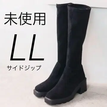 스퀘어토 통굽 스트레치 롱 부츠/Vivian LL 사이즈 사이드 지퍼