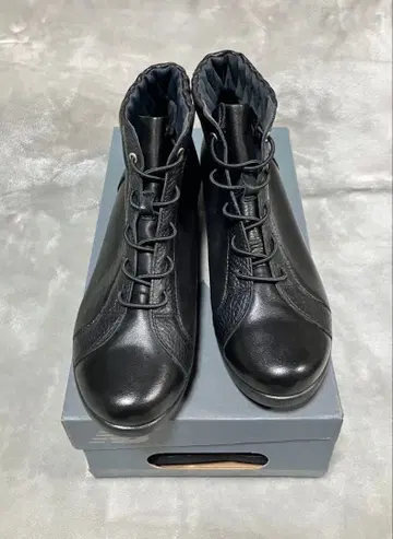 미스키우코 일본제 소프트 소가죽 밴딩 레이스업 개더 부츠 23cm 4E
