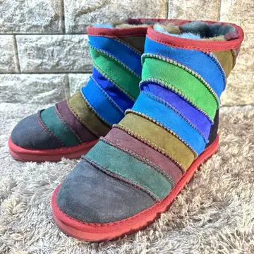 컨디션 최상 에스타시온 어그 부츠 멀티 컬러 스웨이드 L 푹신하고 따뜻한