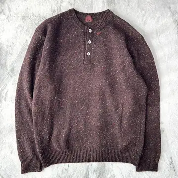 새상품급 Papas 파파스 니트 스웨터 트위드 울 헨리넥