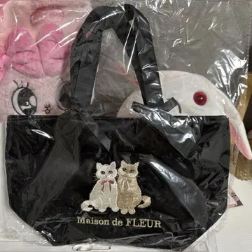 메종 드 플뢰르 고양이 자수 토트백