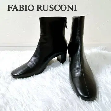 컨디션 최상 FABIO RUSCONI 백지퍼 가죽 숏부츠 블랙 38