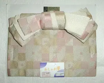 반폭 허리띠 베이지색 바탕에 격자무늬