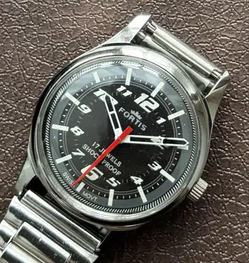 빈티지 손목시계 FORTIS 수동 와인딩 남성용 손목시계 블랙