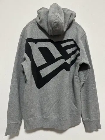 New Era 그레이 빅 로고 후드 부착 후드티 L