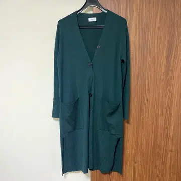 MOGA 리브 긴팔 가디건 다크 그린