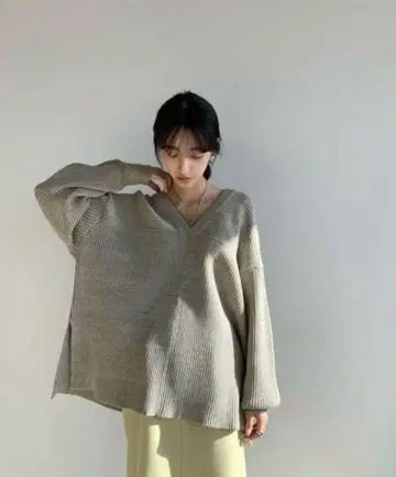 CLANE MIX COLOR STRING WIDE KNIT TOPS
