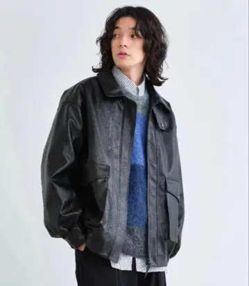[ SINSS ] 시 루즈 신세틱 가죽 블루종