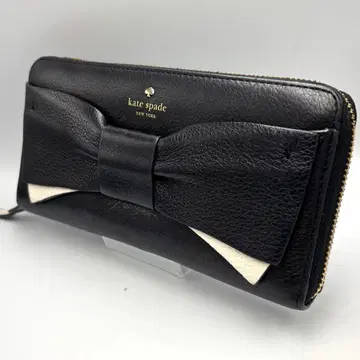 새상품급 kate spade 리본 포함 블랙 장지갑 골드 지퍼 여성용