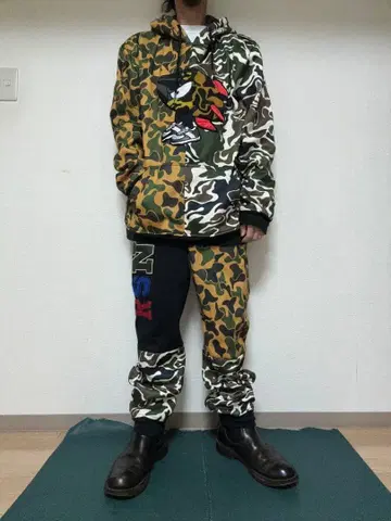 REASON 리즌 카모플라주 후드 맨투맨 스웨트팬츠 셋업 XL