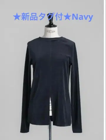 택 포함 새상품 FREY DOUBLE VELOURE TOP /Navy