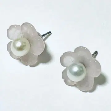 K14WG 로즈쿼츠 담수 펄 2way 꽃 모티브 귀걸이