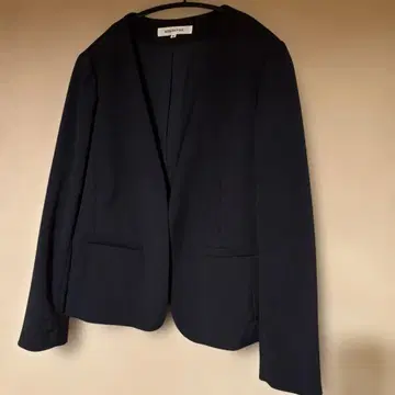 내추럴 뷰티 노카라 네이비 자켓 워셔블 M 사이즈