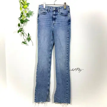 ZARA 자라 플레어 데님 청바지 슬릿 컷오프 하이웨스트