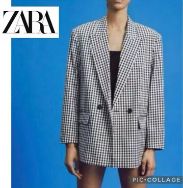 ZARA 여성용 깅엄 체크 자켓 코트