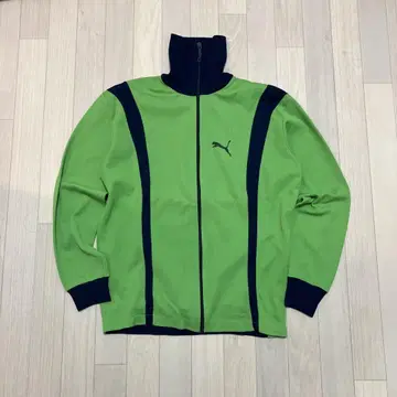 70s PUMA 저지 눈 모양 하이넥 그린 사이즈 6 지퍼 왜곡