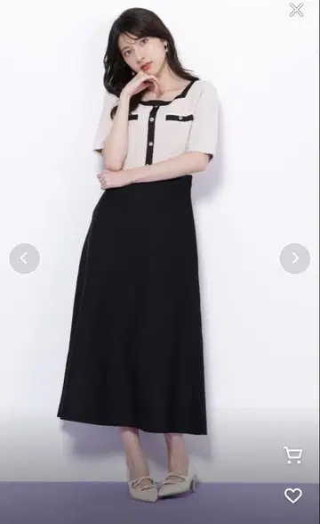 JILL by JILL STUART 믹스 트위드 절개 니트 원피스