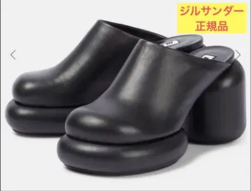 질 샌더 블랙 가죽 사보 샌들 37