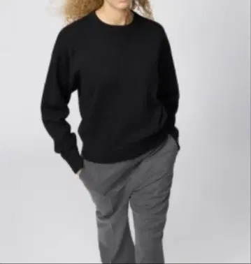 UNIQLO C 스무스 코튼 크루넥 스웨터 블랙 L