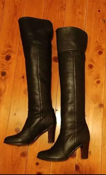 롱 부츠 니하이 부츠 천연 가죽