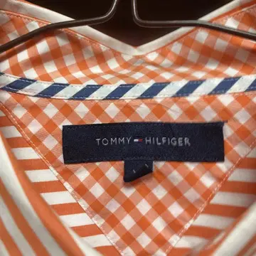 TOMMY HILFIGER 오렌지 스트라이프 긴팔 셔츠