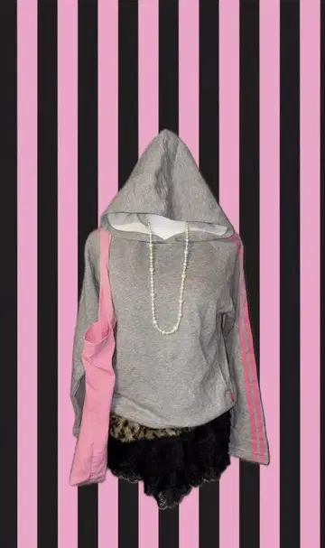 adidas *:. 형광 핑크 후드티