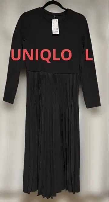 새상품 유니클로 콤비네이션 원피스 L 블랙
