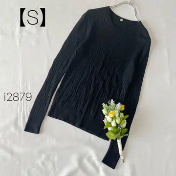 무인양품 울 실크 부드러운 소재 리브 니트 스웨터 muji 블랙 S