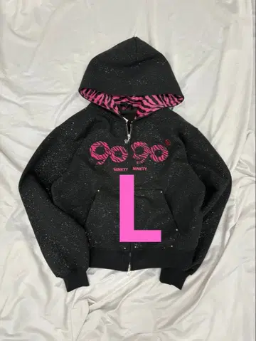 9090 OG Logo Glitter Zip Hoodie L