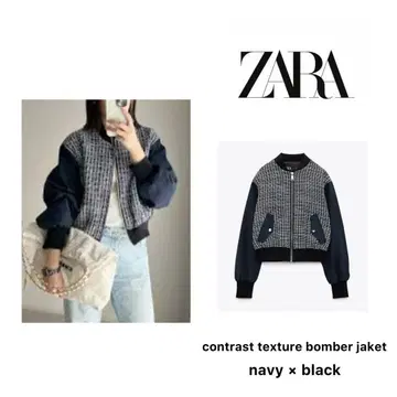 새상품급 자라 봄버 자켓 2023aw 인기 완판 트위드 절개 블루종