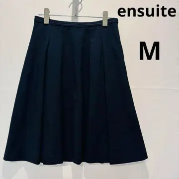 [ ensuite 에스위트 ] 스커트 무릎 기장 플리츠 스커트 네이비
