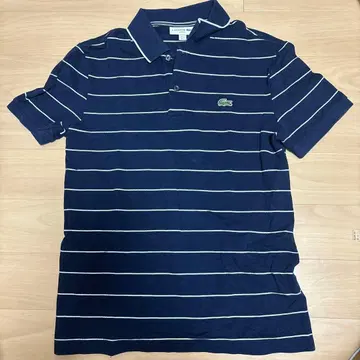 LACOSTE 슬림핏 피케 셔츠 네이비